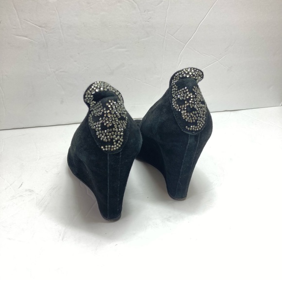Zadig & Voltaire Leather Wedges Heels Skull Embellished 7 Black Rock Star - Picture 6 of 14